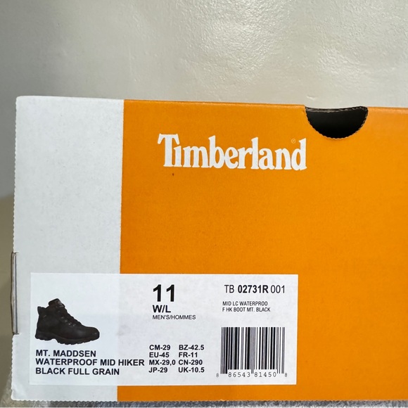 Timberland Comfortable Size 11 Men’s MT Maddsen Waterproof MID Hiker Black Boots - Picture 13 of 13